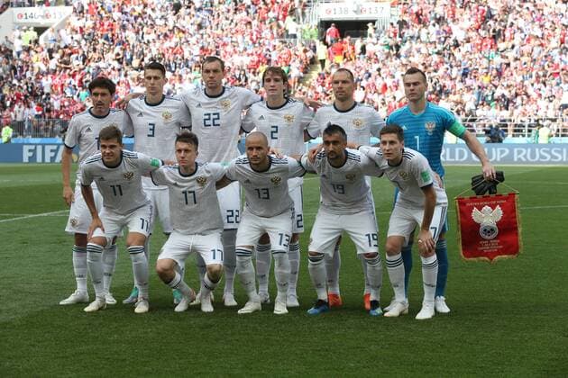 Spain v Russia 2018 FIFA World Cup WM Weltmeisterschaft Fussball Russia team line up Mannschaftsbild Totale during the 2018 FIFA World Cup match at Luzhniki Stadium, Moscow Content Not Available For UK Newspapers Copyright: xPaulxChestertonx FIL-11976-0032