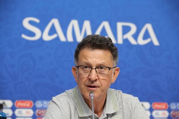 SAMARA, RUSSIA - JULY 1, 2018: Mexico s manager Juan Carlos Osorio during a press conference PK Pressekonferenz ahead of the 2018 FIFA World Cup WM Weltmeisterschaft Fussball Round of 16 football match against Brazil, at Samara Arena Stadium. Sergei Bobylev TASS  TS08762A