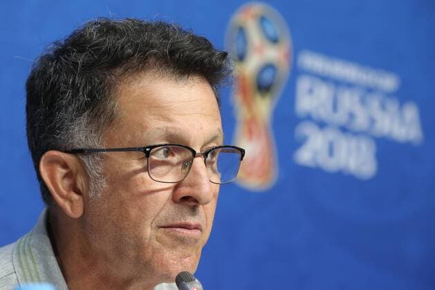 SAMARA, RUSSIA - JULY 1, 2018: Mexico s manager Juan Carlos Osorio during a press conference PK Pressekonferenz ahead of the 2018 FIFA World Cup WM Weltmeisterschaft Fussball Round of 16 football match against Brazil, at Samara Arena Stadium. Sergei Bobylev TASS  TS087631