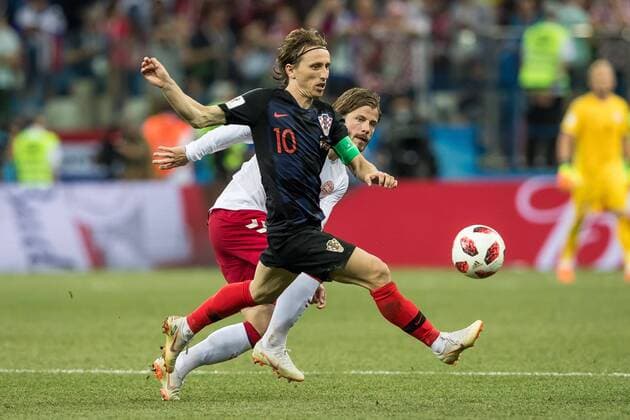 01.07.2018 NIZNY NOWOGROD NIZHNY NOVGOROD PILKA NOZNA (FOOTBALL) MISTRZOSTWA SWIATA ROSJA 2018 FIFA World Cup WM Weltmeisterschaft Fussball RUSSIA 2018 1 8 FINAL CHORWACJA - DANIA (CROATIA-DENMARK) NZ LUKA MODRIC FOTO LUKASZ SKWIOT CYFRASPORT NEWSPIX.PL --- Newspix.pl FRANCE OUT!  20180701CSLS0114
