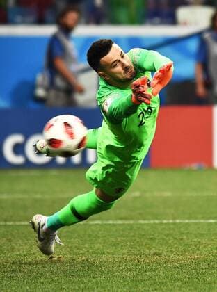 Goalkeeper Danijel Subasic of Croatia saves a penalty kick against Denmark in the Round of 16 match during the FIFA World Cup WM Weltmeisterschaft Fussball 2018 in Nizhny Novgorod, Russia, 1 July 2018. Croatia has come back after conceding in the opening minute to earn a World Cup quarter-final berth, edging Denmark 3-2 in a penalty shootout after the two sides drew 1-1 in the round of 16 match. It could have wrapped up the result five minutes from the end of extra-time, but Luka Modric had his penalty saved by Kasper Schmeichel. However, the Croatia captain returned to bravely take one of the post-match kicks as goalkeeper Danijel Subasic save three of Denmark s efforts to set up a quarter-final meeting with Russia. Croatia beats Denmark on penalties after controversial 1-1 draw to reach quarter-finals  20180702_24477