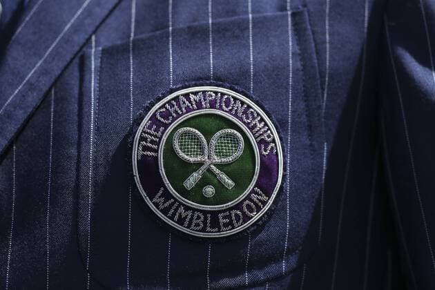 2nd July 2018, All England Lawn Tennis and Croquet Club, London, England; The Wimbledon Tennis Championships, Day 1; A close up of the Wimbledon Championships badge on a blazer  ActionPlus12043395 JohnxPatrickxFletcher