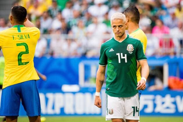 180702 Javier Hernandez of Mexico during the FIFA World Cup round of 16 match between Brazil and Mexico on July 2, 2018 in Samara Photo Petter Arvidson BILDBYRAN Code PA 92081  Copyright: PETTERxARVIDSON BB180702PA045