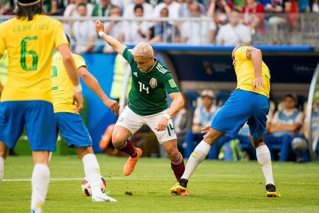 180702 Javier Hernandez of Mexico during the FIFA World Cup round of 16 match between Brazil and Mexico on July 2, 2018 in Samara Photo Petter Arvidson BILDBYRAN Code PA 92081  Copyright: PETTERxARVIDSON BB180702PA049