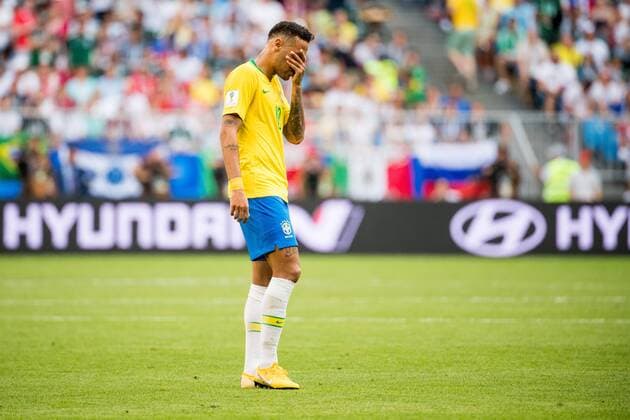 180702 Neymar of Brazil looks dejected during the FIFA World Cup round of 16 match between Brazil and Mexico on July 2, 2018 in Samara Photo Petter Arvidson BILDBYRAN Code PA 92081  Copyright: PETTERxARVIDSON BB180702PA072