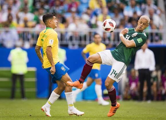 Samara 02 07 2018 Philippe Coutinho Brazil Javier Hernandez Mexico Brazil Mexico