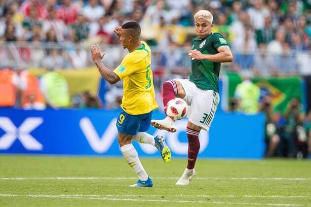 02.07.2018 SAMARA, SAMARA ARENA PILKA NOZNA (FOOTBALL) MISTRZOSTWA SWIATA ROSJA 2018 FIFA World Cup WM Weltmeisterschaft Fussball RUSSIA 2018 1 8 FINAL BRAZYLIA - MEKSYK (BRASIL-MEXICO) NZ CARLOS SALCEDO GABRIEL JESUS FOTO LUKASZ SKWIOT CYFRASPORT NEWSPIX.PL --- Newspix.pl FRANCE OUT!  20180702CSLS0026