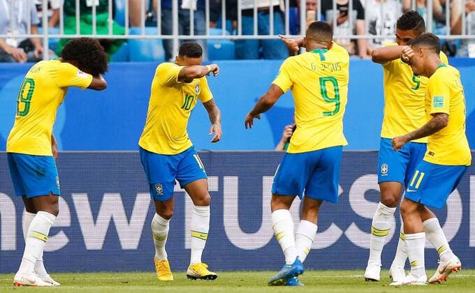Brazil vs. Mexico SAMARA, SA - 02.07.2018: BRAZIL VS. MEXICO - Neymar Jr. of Brazil celebrates after scoring a goal during the match between Brazil and Mexico valid for the eighth round of the 2018 World Cup held at the Samara Arena in Samara, Russia. (Photo: Marcelo Machado de Melo Fotoarena) x1560699x  MarceloxMachadoxdexMelo