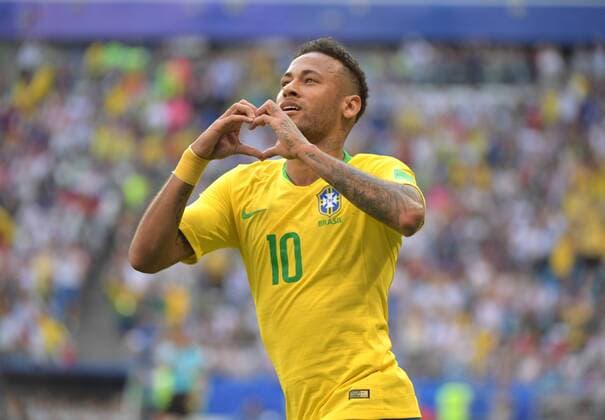 WW 2018 in Russia Round of 16 Brazil Mexico goalscorer Neymar celebrates after the 1 0 HM
