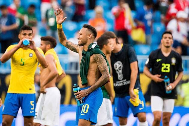 180702 Neymar of Brazil celebrates after the FIFA World Cup round of 16 match between Brazil and Mexico on July 2, 2018 in Samara Photo Petter Arvidson BILDBYRAN Code PA 92081  Copyright: PETTERxARVIDSON BB180702PA145
