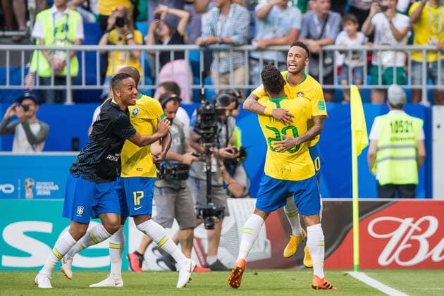 02.07.2018 SAMARA, SAMARA ARENA PILKA NOZNA (FOOTBALL) MISTRZOSTWA SWIATA ROSJA 2018 FIFA World Cup WM Weltmeisterschaft Fussball RUSSIA 2018 1 8 FINAL BRAZYLIA - MEKSYK (BRASIL-MEXICO) NZ NEYMAR ROBERTO FIRMINO BRAMKA RADOSC GOL GOAL FOTO LUKASZ SKWIOT CYFRASPORT NEWSPIX.PL --- Newspix.pl FRANCE OUT!  20180702CSLS0072