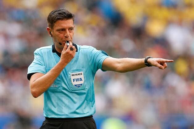 Brazil vs. Mexico SAMARA, SA - 02.07.2018: BRAZIL VS. MEXICO - The referee Gianluca Rocchi during the match between Brazil and Mexico valid for the eighth round of the 2018 World Cup held at the Samara Arena in Samara, Russia. (Photo: Marcelo Machado de Melo Fotoarena) x1560975x  MarceloxMachadoxdexMelo