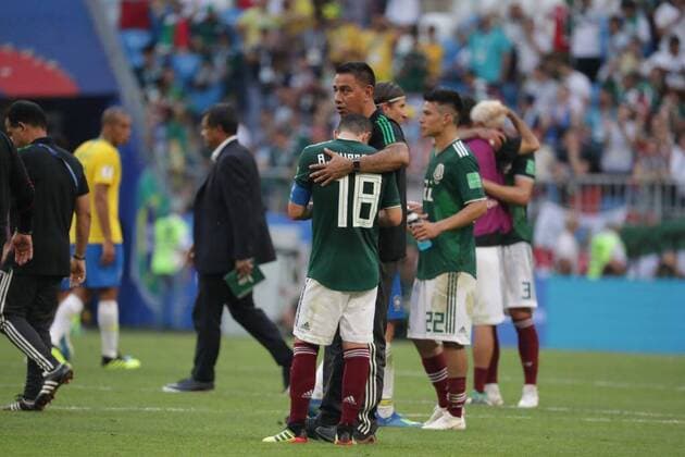 July 2 2018 EUM20180702DEP42 JPG SAMARA Russia SoccerFutbol World Reactions of Mexican players after finishing 2 1 in the match against Brazil in the round of 16 that means the elimination of the Mexican National Team on July 2, 2018 Photo Agency EL UNIVERSALLuis CortesEELG Latin News July 2 2018  - ZUMAu78_ 20180702_zaf_u78_073 Copyright: xElxUniversalx