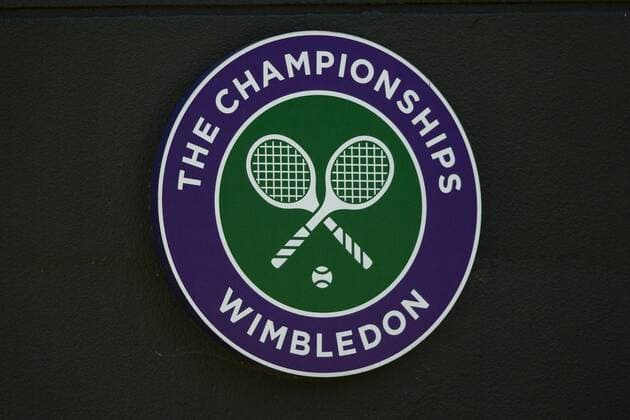 180702 The logo of the Wimbledon championships during day 1 of Wimbledon on July 2, 2018 in London Photo Ludvig Thunman BILDBYR N code LT 35496  Copyright: LUDVIGxTHUNMAN BB180702LT059