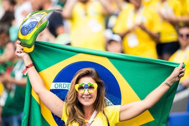 180702 Fans of Brazil during the FIFA World Cup WM Weltmeisterschaft Fussball round of 16 match between Brazil and Mexico on July 2, 2018 in Samara. Photo: Petter Arvidson BILDBYRAN kod PA AI180702_53f *** 180702 Fans of Brazil during the FIFA World Cup round of 16 match between Brazil and Mexico on July 2, 2018 in Samara Photo Petter Arvidson BILDBYRAN Code PA AI180702 53f  Copyright: PETTERxARVIDSON BB180702PA178