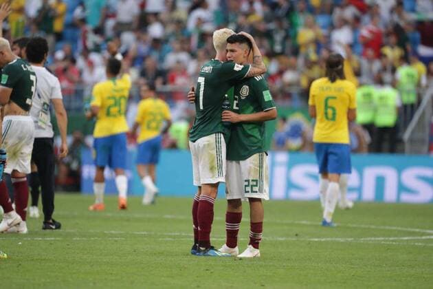 July 2 2018 EUM20180702DEP43 JPG SAMARA Russia SoccerFutbol World Reactions of Mexican players after finishing 2 1 in the match against Brazil in the round of 16 that means the elimination of the Mexican National Team this July 2, 2018 Photo Agency EL UNIVERSALLuis CortesEELG Latin News July 2 2018  - ZUMAu78_ 20180702_zaf_u78_075 Copyright: xElxUniversalx