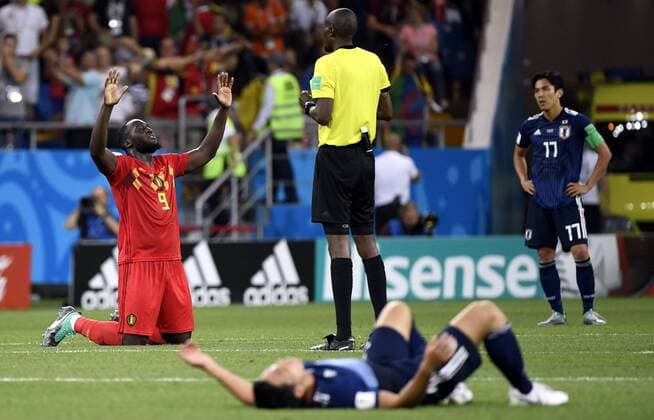 Sport Themen der Woche KW27 Sport - Bilder des Tages Belgium s Romelu Lukaku celebrates after winning a round of 16 game between Belgian national soccer team the Red Devils and Japan in Rostov, Russia, Monday 02 July 2018. LAURIExDIEFFEMBACQ  x05376426x