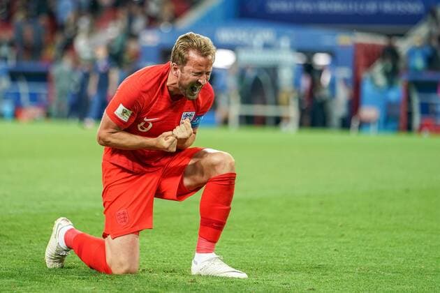 3rd July 2018, Spartak Stadium, Moscow, Russia; FIFA World Cup WM Weltmeisterschaft Fussball Football, Round of 16, Columbia versus England; Harry Kane of England celebrating their penalty shoot-out victory  ActionPlus12043920 UlrikxPedersen