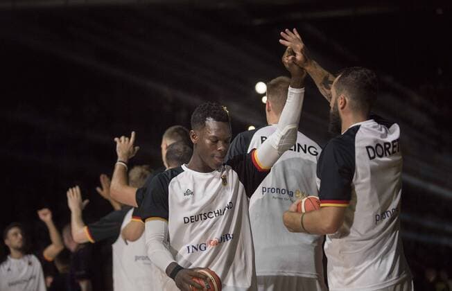 Feature Dennis SCHROEDER Schröder GER when entering claps his teammates starting Basketball World Cup qualifier Germany GER Austria AUT on 29 06 2018 in Braunschweig Germany