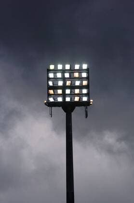 Floodlights and dark clouds in the game of the football second division 1 FC Saarbrücken on Sunday 13 1 2005 against Wacker Burghausen in Ludwigsparkstadion Saarbrücken