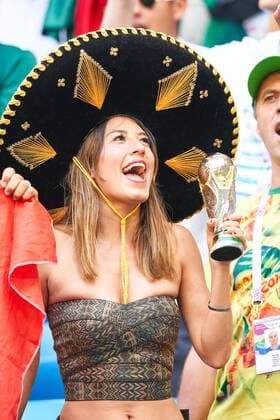 Brasil - Mexico, Soccer, Samara, July 02, 2018 fans, supporters, spectators, club flags, celebration. BRASIL - MEXICO 2-0 FIFA World Cup WM Weltmeisterschaft Fussball 2018 RUSSIA, Best of 16, Season 2018 2019, July 02, 2018 Stadium in Samara, Russia. Photo: MAGICS Peter Schatz