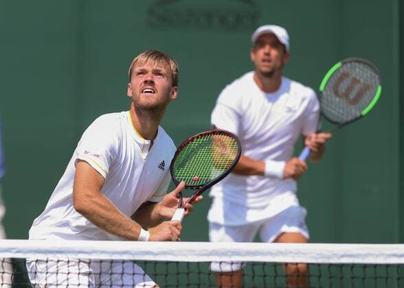ANDREAS MIES with cap and KEVIN KRAWIETZ both GER Double Tennis Wimbledon 2018 Grand Slam ITF ATP WTA AELTC London Great Britain 6 July 2018 Copyright: xJuergenxHasenkopfx