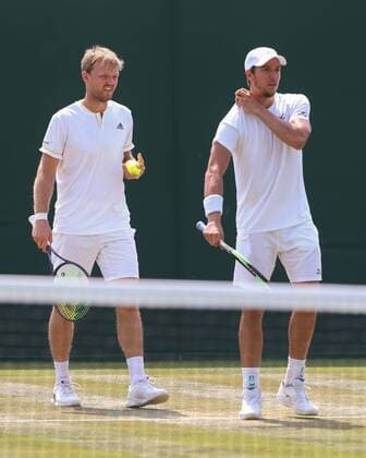 ANDREAS MIES with cap and KEVIN KRAWIETZ both GER Double Tennis Wimbledon 2018 Grand Slam ITF ATP WTA AELTC London Great Britain 6 July 2018 Copyright: xJuergenxHasenkopfx