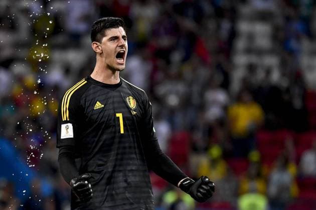 Belgium s goalkeeper Thibaut Courtois pictured during a soccer game between Belgian national soccer team the Red Devils and Brazil in Kazan, Russia, Friday 06 July 2018, the quarter-finals of the 2018 FIFA World Cup WM Weltmeisterschaft Fussball DIRKxWAEM  x05379573x