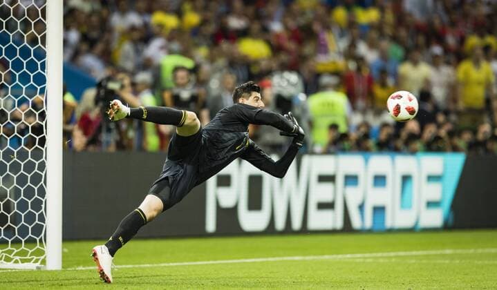 Kasan, 06.07.2018 Torwart Thibaut Courtois (Belgien) Brasilien - Belgien *** Kazan 06 07 2018 Goalkeeper Thibaut Courtois Belgium Brazil Belgium