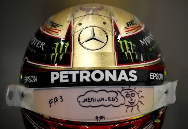 Motorsports: FIA Formula One World Championship WM Weltmeisterschaft 2018, Grand Prix of Great Britain, helmet of 44 Lewis Hamilton (GBR, Mercedes AMG Petronas Motorsport), Silverstone Great Britain