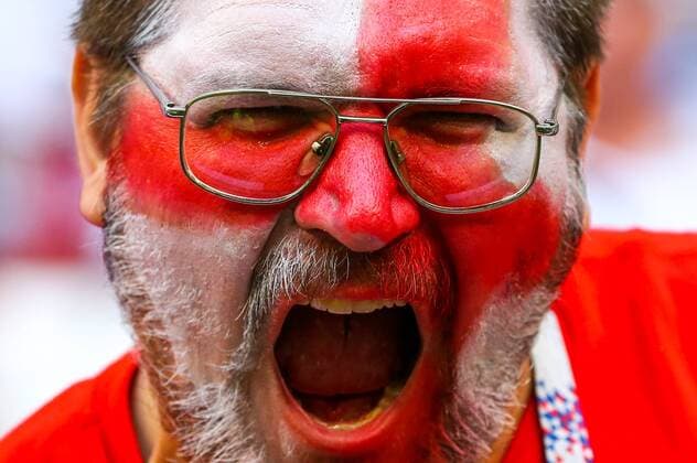 Sport Bilder des Tages SAMARA, RUSSIA - JULY 7, 2018: England s fan ahead of the 2018 FIFA World Cup WM Weltmeisterschaft Fussball Quarterfinal match between Sweden and England at Samara Arena Stadium. Anton Novoderezhkin TASS  TS0886AC