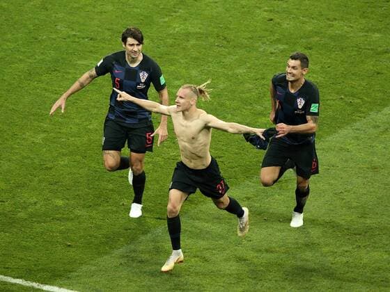 July 07, 2018, Sochi, FIFA World Cup WM Weltmeisterschaft Fussball 2018, the playoff round. 1 4 finals of the World Cup. Football match Russia - Croatia at the stadium Fisht. Player of the national team Nationalteam Domagoj Vida (21) AlexanderxKulebyakin 
