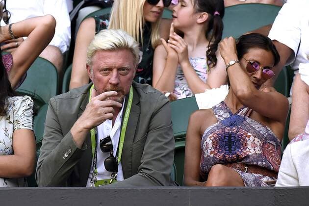 BECKER Boris as spectator and observer looks at the game of Novak Djokovic at Center Court All England Wimbledon Championships 2018 07 July 2018 at Wimbledon