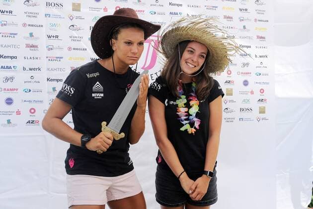 li Julia Behnke TusSies Metzingen re Kelly Full Tires TusSies Metzingen TusSies Metzingen Handball League match Preparation 08 07 2018 Photo TBaur Eibner 2 TusSies Metzingen Summer Party Metzingen Copyright: xEIBNER TobiasxBaurx EP_TBR