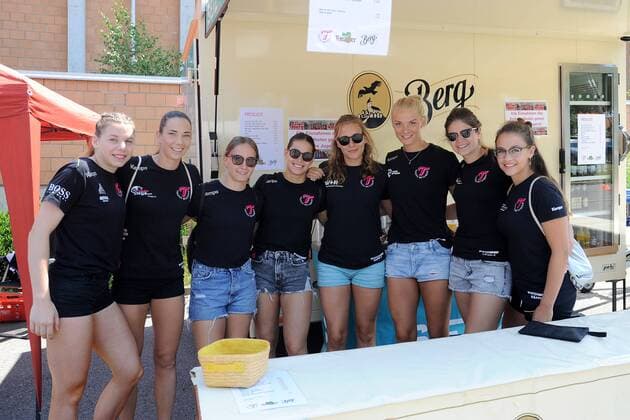 Lena Schmid TusSies Metzingen with Monika Kobylinska TusSies Metzingen TusSies Metzingen Julia Harsfalvi TusSies Metzingen Marija Obradovic TusSies Metzingen Shenia Minevskaya TusSies Metzingen Patricia Kovacs TusSies Metzingen Annabelle Sattler TusSies Metzingen TusSies Metzingen Handball League match Preparation 08 07 2018 Photo TBaur Eibner 2 TusSies Metzingen Summer Party Metzingen Copyright: xEIBNER TobiasxBaurx EP_TBR