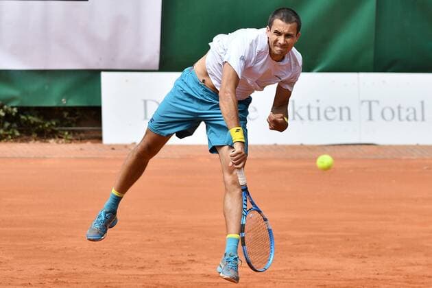 GER 1 Tennis Point Bundesliga Men Allpresan Rochusclub BL Team vs GERRY WEBER Team BW Hall 1 08 09 2018 GER Allpresan Rochusclub BL Team vs GERRY WEBER Team BW Hall 1 Donskoy Evgeny RUS at Auifschlag nph Mauelshagen nph00321