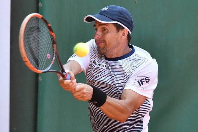 GER 1 Tennis Point Bundesliga Men Allpresan Rochusclub BL Team vs GERRY WEBER Team BW Hall 1 08 09 2018 Allpresan Rochusclub BL Team vs GERRY WEBER Team BW Hall 1 in the picture Munoz de la Nava Daniel ESP on the backhand nph Mauelshagen nph00321