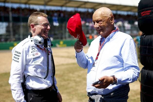 Motorsports: FIA Formula One World Championship WM Weltmeisterschaft 2018, Grand Prix of Great Britain, Andy Cowell, Niki Lauda (AUT, Mercedes AMG Petronas Motorsport), Silverstone Great Britain