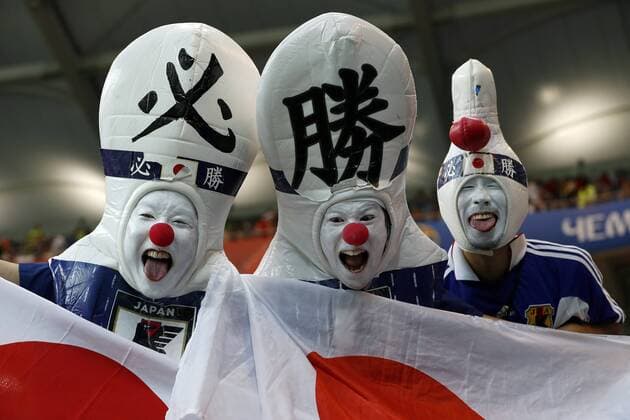 fans of Japan during the 2018 FIFA World Cup WM Weltmeisterschaft Fussball Russia round of 16 match between Belgium and Japan at the Rostov Arena on July 02, 2018 in Rostov-On-Don, Russia FIFA World Cup 2018 Russia 2017 2018 xVIxVIxImagesx xMauricexvanxSteenxWKxIVx 11441701