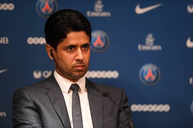 Nasser Al Khelaifi (PRESIDENT PSG) FOOTBALL : Conference de Presse de presentation de Gianluigi Buffon au PSG - 09 07 2018 FEP Panoramic 