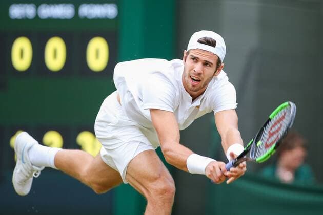 Karen Khachanov (RUS), JULY 9, 2018 - Tennis : Karen Khachanov of Russia during the Men s singles fourth round match of the Wimbledon Lawn Tennis Championships against Novak Djokovic of Serbia at the All England Lawn Tennis and Croquet Club in London, England. Noxthirdxpartyxsales  (81808773)