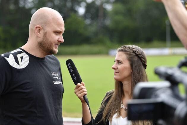 10 07 2018 Handball 1 Bundesliga Season 2018 2019 HC Erlangen HCE Fitness Test Lactate Test Adalsteinn Eyjolfsson Coach HC Erlangen HCE and Mira Olk Media and Communication HC Erlangen HCE
