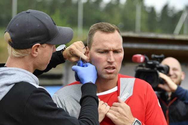 10 07 2018 Handball 1 Bundesliga Season 2018 2019 HC Erlangen HCE Fitness Test Lactate Test Martin Murawski 24 HC Erlangen HCE