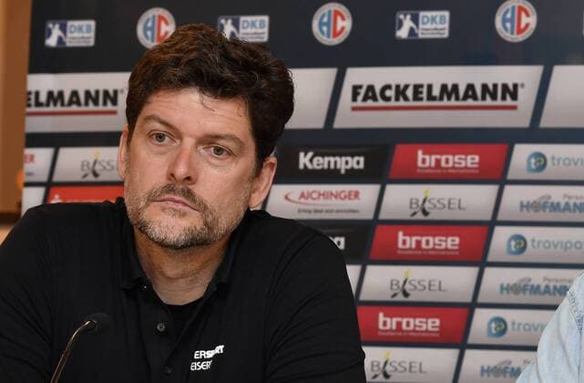 10 07 2018 Handball 1 Bundesliga Season 2017 2018 HC Erlangen HCE Press Conference Press Date Media Date Presentation Equipment supplier Kempa Christian Bier Intersport Eisert
