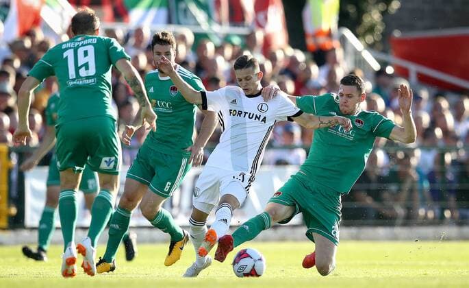 UEFA Champions League First Qualifying Round First Leg, Turner s Cross, Cork 10 7 2018 Cork City vs Legia Warsaw Cork s Garry Buckley and Mateusz Zyro of Legia Warsaw Garry Buckley and Mateusz Zyro 10 7 2018  Copyright: x©INPHO RyanxByrnex RB1_2785
