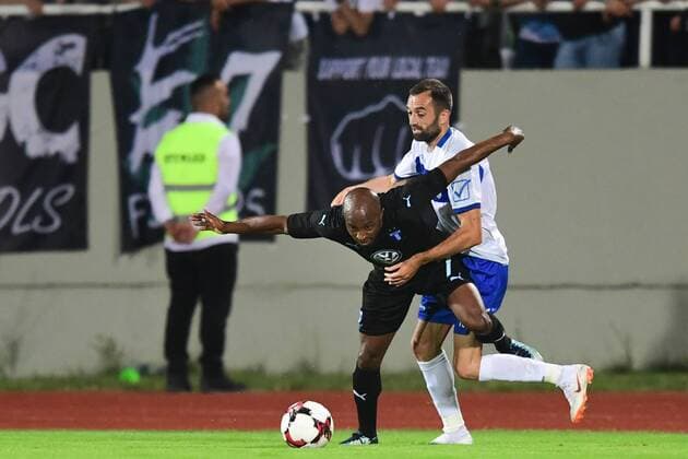 180710 Fouad Bachirou or Malmö FF and Xhevdet Shabani of Drita during the UEFA Champions League qualifying match between FC Drita and Malmö FF on July 10, 2018 in Pristina Photo Ludvig Thunman BILDBYRAN Code LT 92086  Copyright: LUDVIGxTHUNMAN BB180710LT027