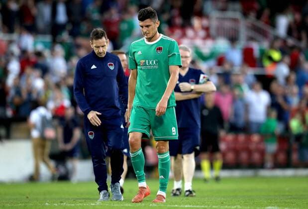 UEFA Champions League First Qualifying Round First Leg, Turner s Cross, Cork 10 7 2018 Cork City vs Legia Warsaw Cork s Danny Cummins dejected after the game Danny Cummins dejected 10 7 2018  Copyright: x©INPHO RyanxByrnex RB1_4366