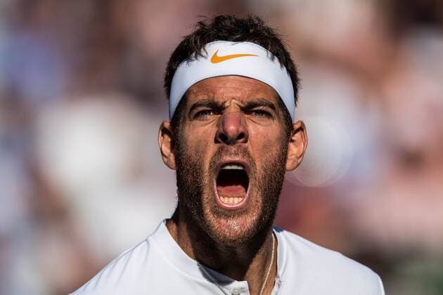 LONDON, ENG - JULY 11: JUAN MARTIN DEL POTRO (ARG) during day nine match of the 2018 Wimbledon on July 11, 2018, at All England Lawn Tennis and Croquet Club in London,England. (Photo by Chaz Niell Icon Sportswire) TENNIS: JUL 11 Wimbledon Icon18071143164 EDITORIAL USE ONLY