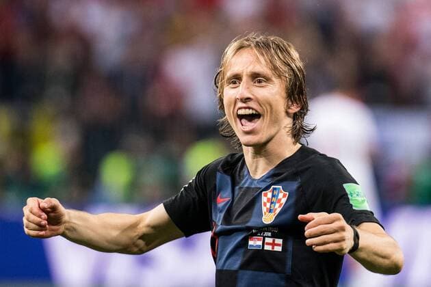 180712 Luka Modric of Croatia celebrates after the FIFA World Cup semi final match between Croatia and England on July 12, 2018 in Moscow Photo Petter Arvidson BILDBYRAN Code PA 92085  Copyright: PETTERxARVIDSON BB180712PA076