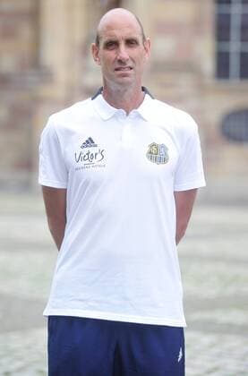 The team of 1 FC Saarbrücken on Thursday 12 07 2018 in front of the Ludwigskirche in Saarbrücken Pictured Heinz Böhmann goalkeeper coach